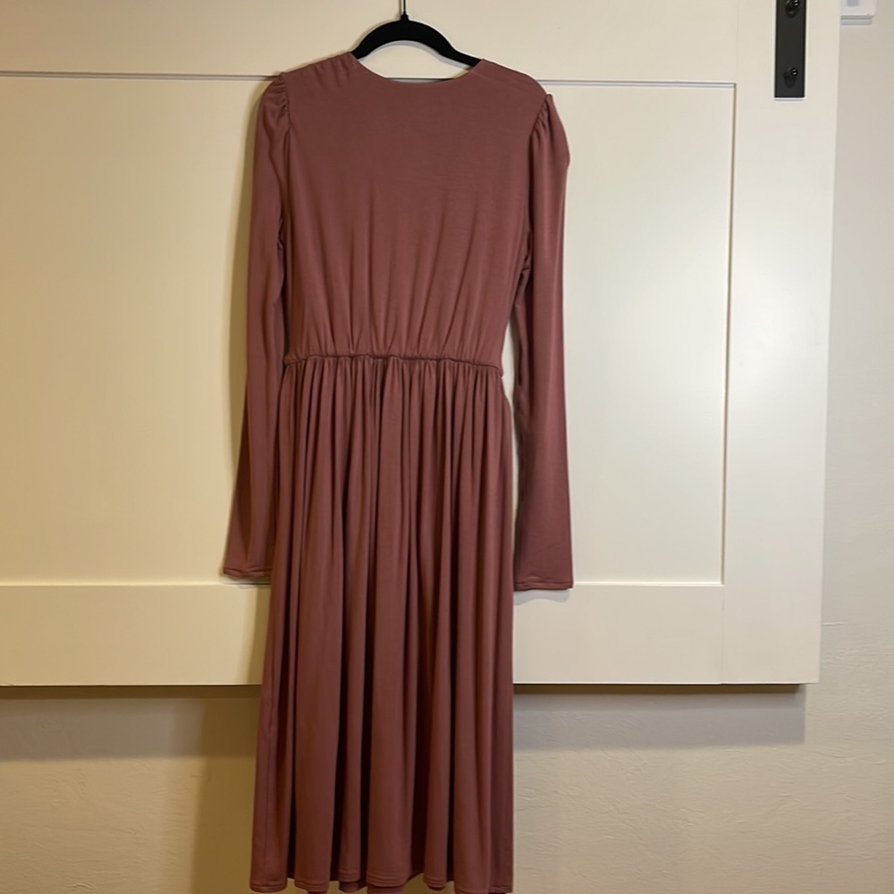 Rebecca Taylor V-neck Modal Long Sleeve Dress - Picture 5 of 5